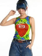 DeadEndKids Cute Print Stretch Slim Round Neck Polyester Women's Tank Tops