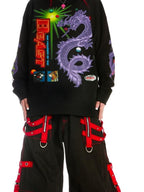 DeadEndKids Dragon Print Loose Long Sleeve Cotton Women's Sweatshirts