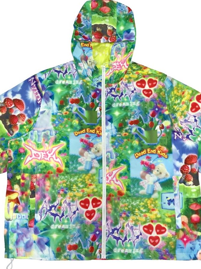 DeadEndKids Dreamcore Botanical Print Loose Fit Hooded Three Proof Women's Polyester Windbreakers