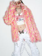 DeadEndKids Dreamy Pink Faux Fur Loose Streetwear Women's Short Coats