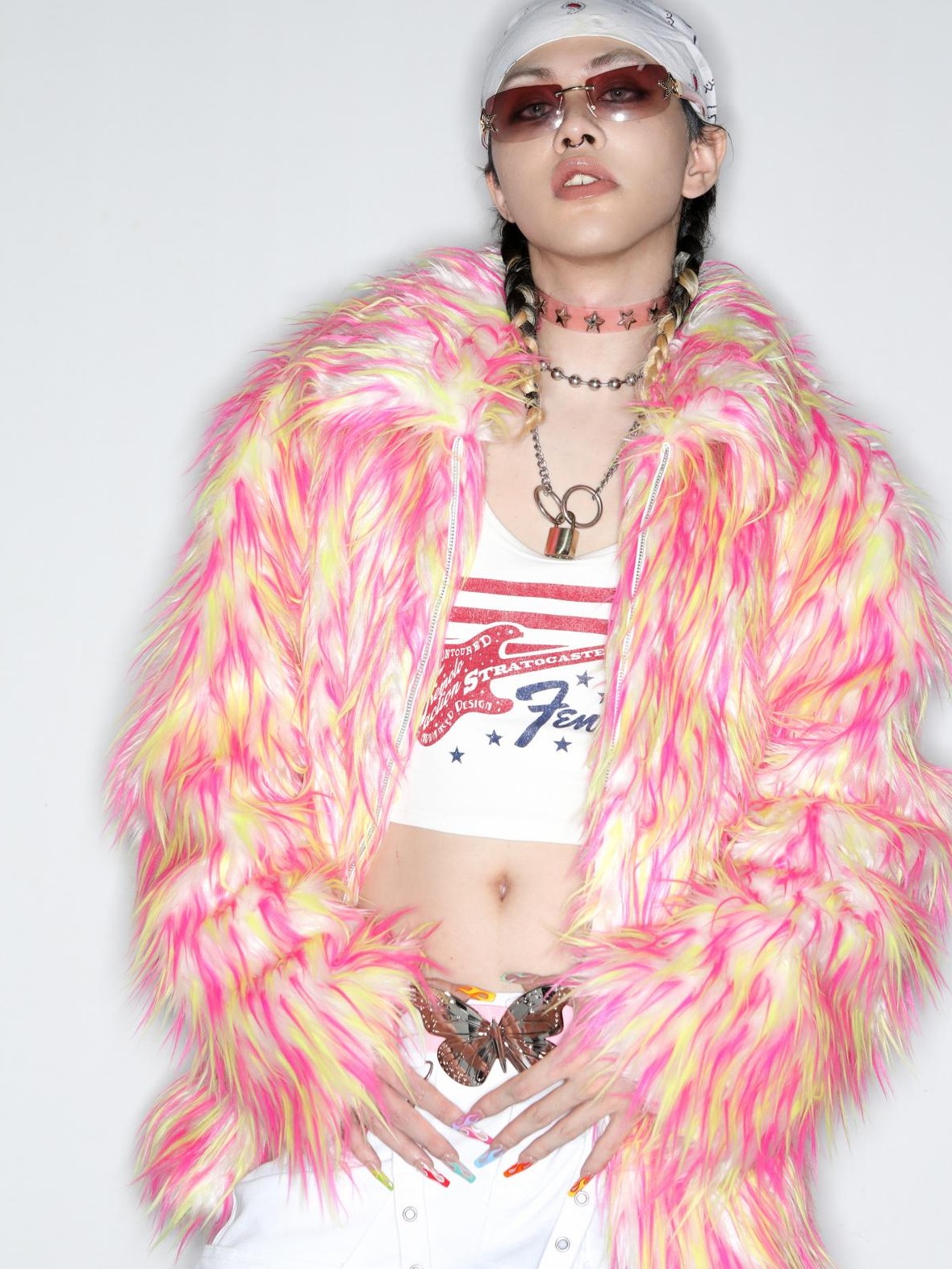 DeadEndKids Dreamy Pink Faux Fur Loose Streetwear Women's Short Coats