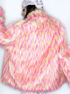 DeadEndKids Dreamy Pink Faux Fur Loose Streetwear Women's Short Coats