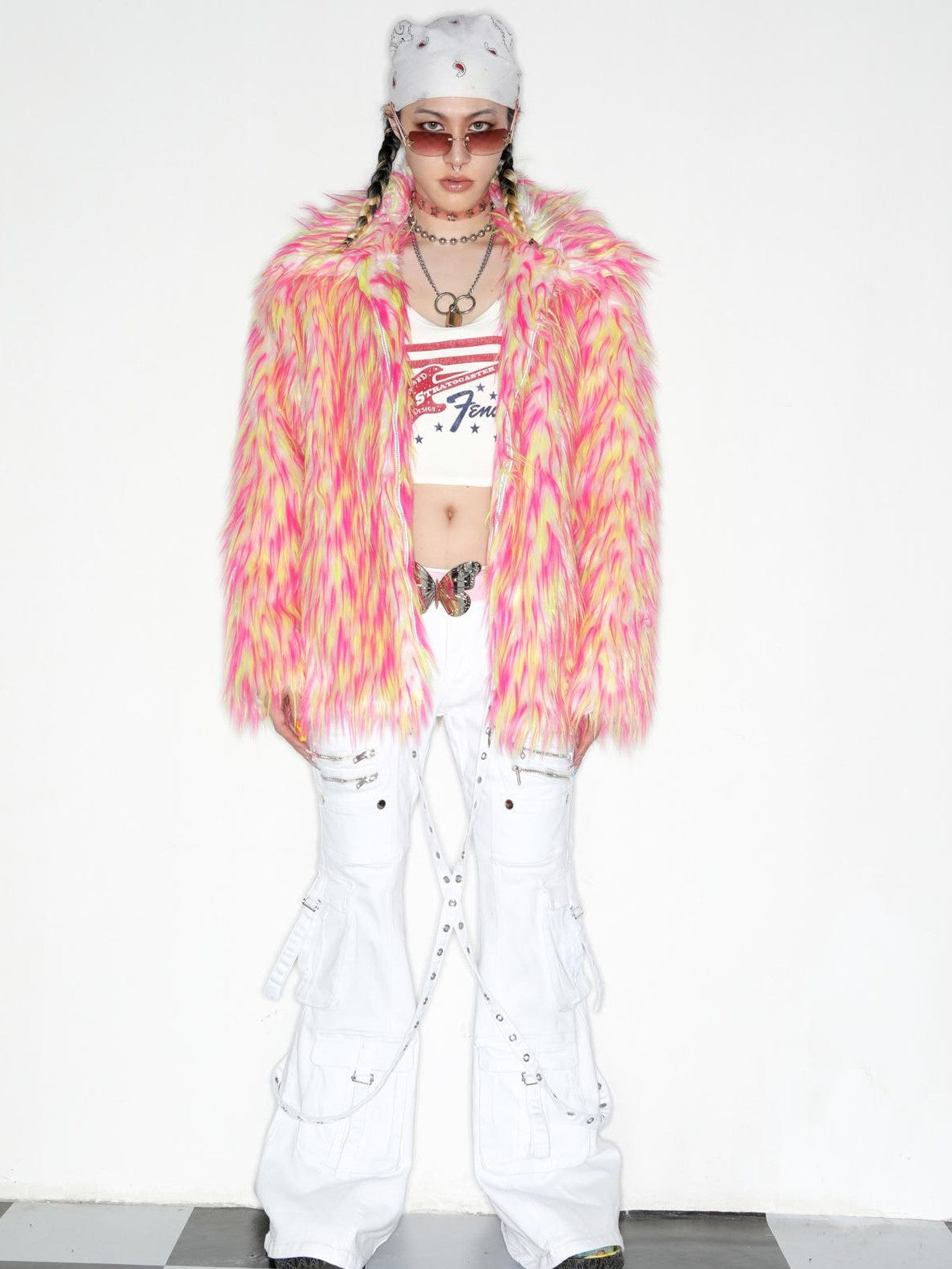 DeadEndKids Dreamy Pink Faux Fur Loose Streetwear Women's Short Coats