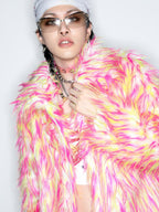 DeadEndKids Dreamy Pink Faux Fur Loose Streetwear Women's Short Coats