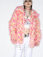 DeadEndKids Dreamy Pink Faux Fur Loose Streetwear Women's Short Coats