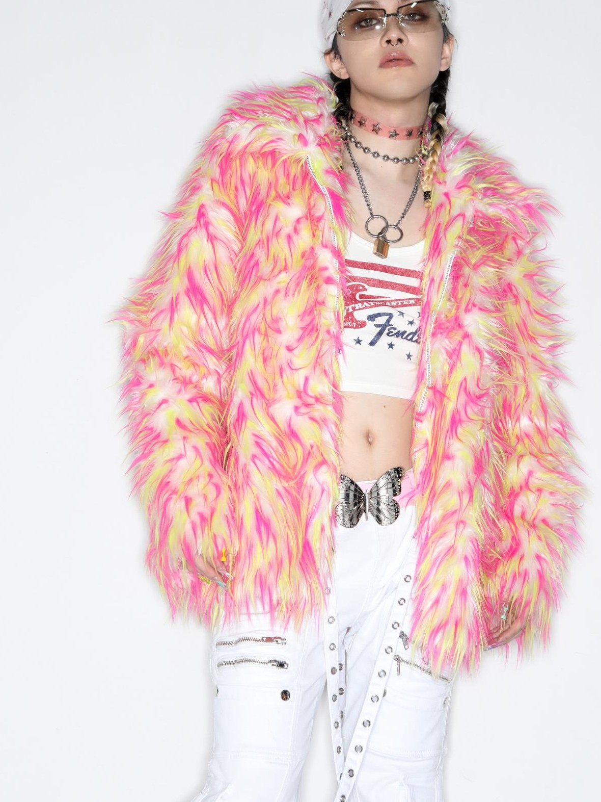 DeadEndKids Dreamy Pink Faux Fur Loose Streetwear Women's Short Coats