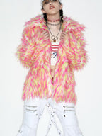 DeadEndKids Dreamy Pink Faux Fur Loose Streetwear Women's Short Coats