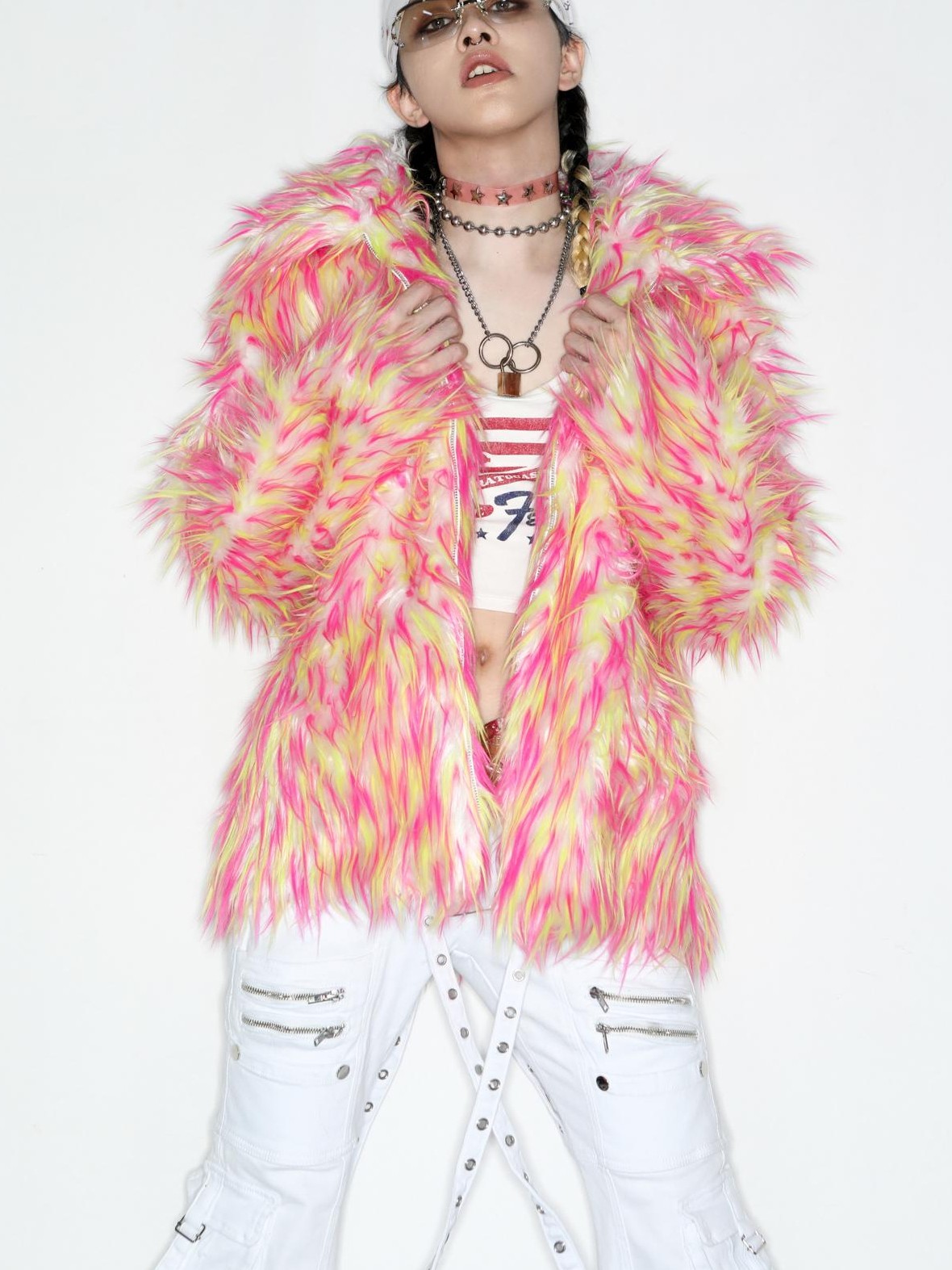 DeadEndKids Dreamy Pink Faux Fur Loose Streetwear Women's Short Coats