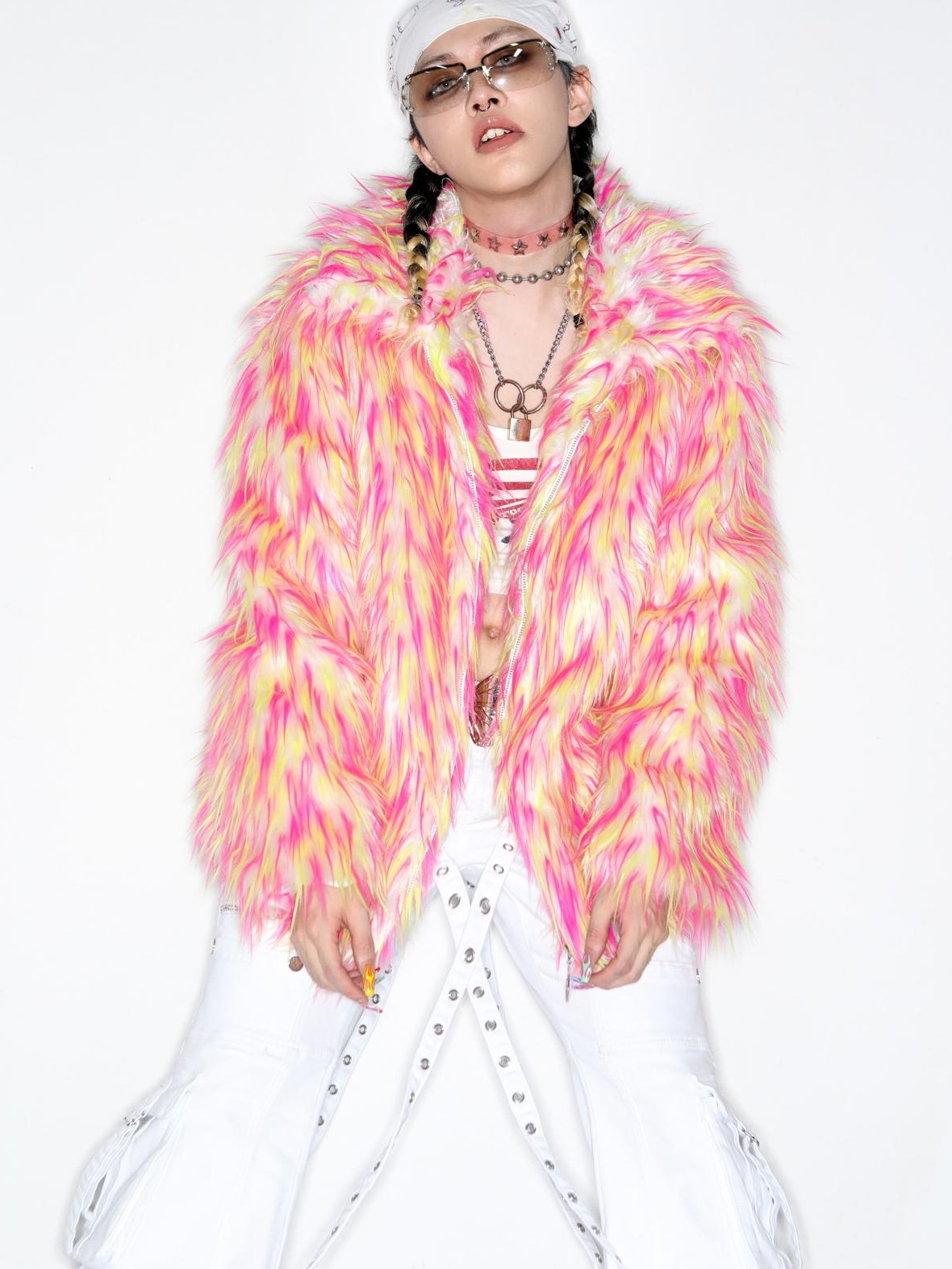 DeadEndKids Dreamy Pink Faux Fur Loose Streetwear Women's Short Coats