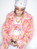 DeadEndKids Dreamy Pink Faux Fur Loose Streetwear Women's Short Coats