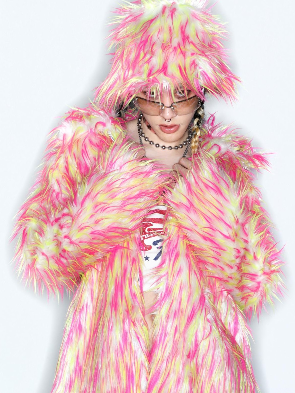 DeadEndKids Dreamy Pink Faux Fur Loose Streetwear Women's Short Coats