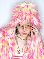 DeadEndKids Dreamy Pink Faux Fur Loose Streetwear Women's Short Coats