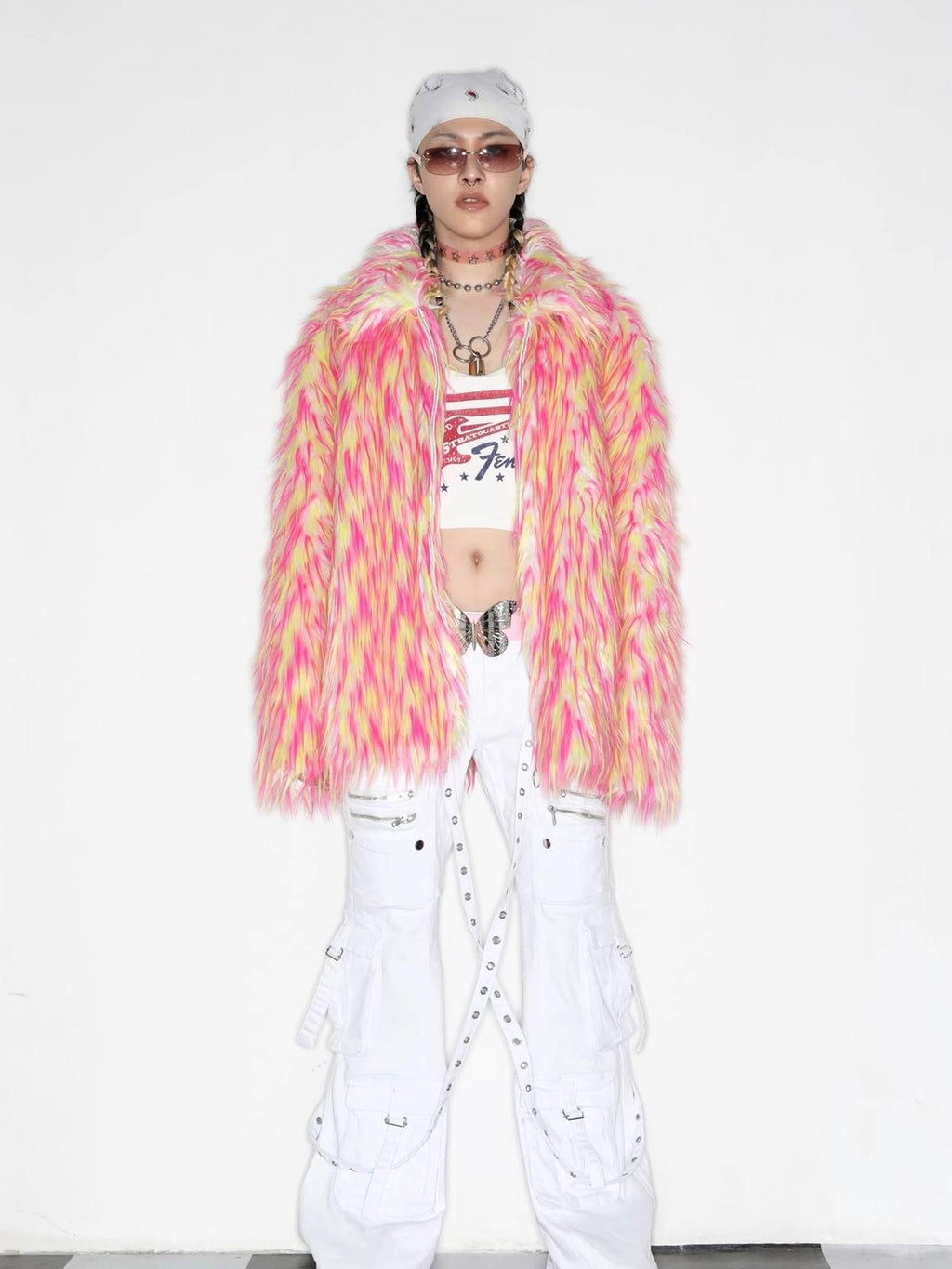 DeadEndKids Dreamy Pink Faux Fur Loose Streetwear Women's Short Coats