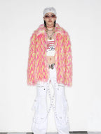 DeadEndKids Dreamy Pink Faux Fur Loose Streetwear Women's Short Coats