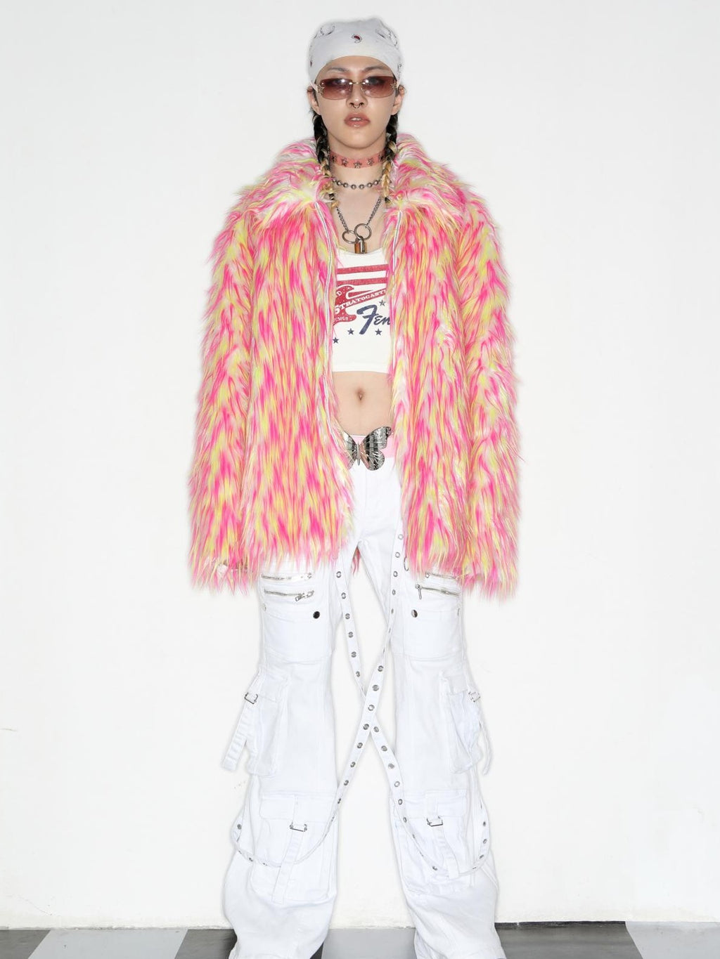 DeadEndKids Dreamy Pink Faux Fur Loose Streetwear Women's Short Coats