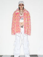DeadEndKids Dreamy Pink Faux Fur Loose Streetwear Women's Short Coats
