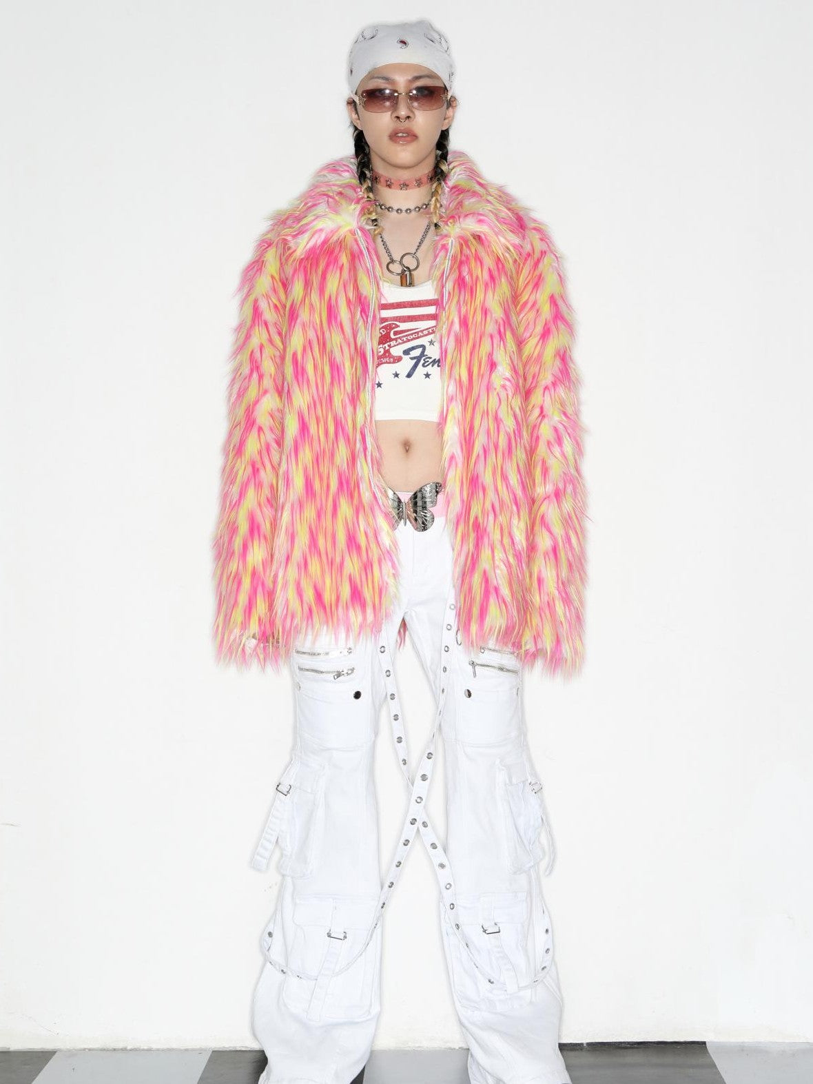 DeadEndKids Dreamy Pink Faux Fur Loose Streetwear Women's Short Coats