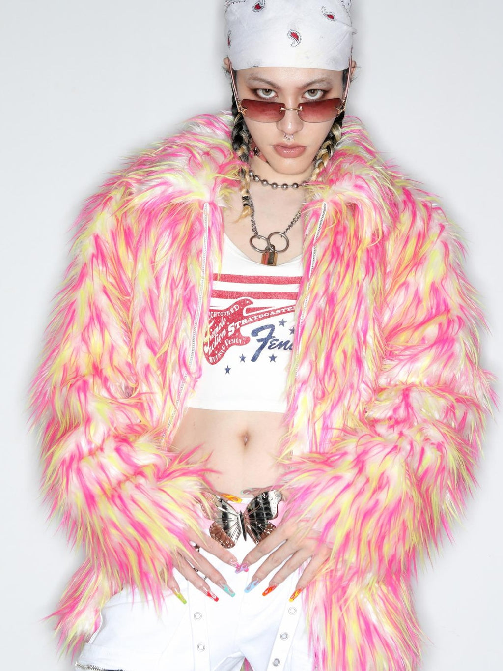 DeadEndKids Dreamy Pink Faux Fur Loose Streetwear Women's Short Coats