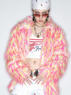 DeadEndKids Dreamy Pink Faux Fur Loose Streetwear Women's Short Coats