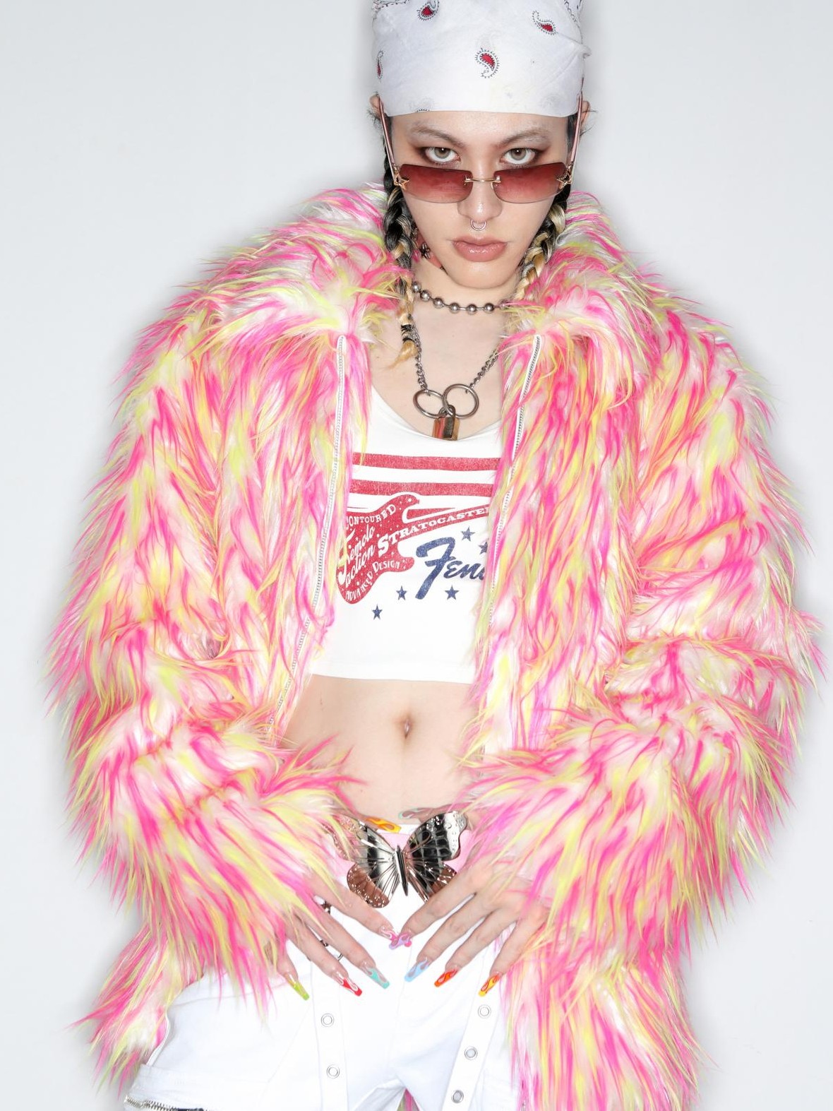 DeadEndKids Dreamy Pink Faux Fur Loose Streetwear Women's Short Coats