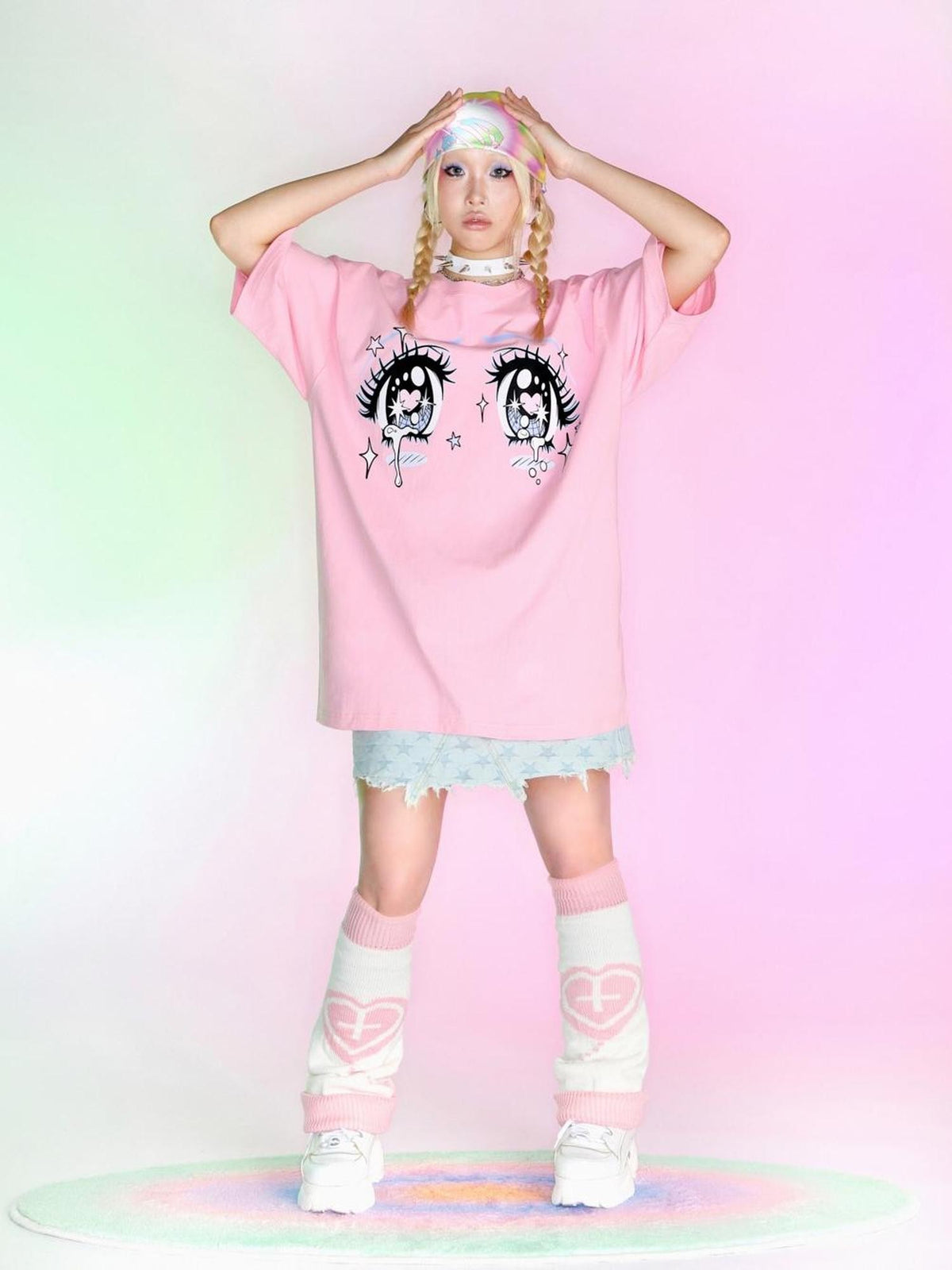 DeadEndKids Eye Print Graphic Loose Fit Cotton Women's Short Sleeve T-shirts