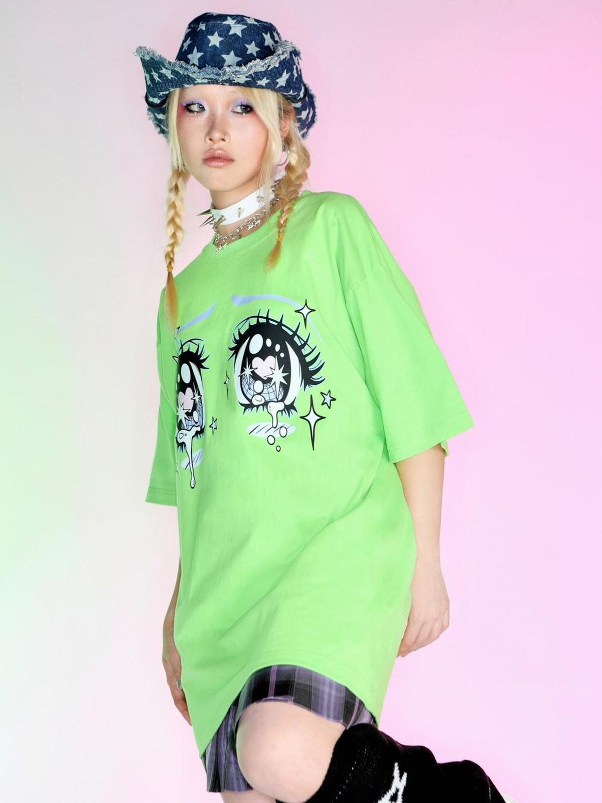 DeadEndKids Eye Print Graphic Loose Fit Cotton Women's Short Sleeve T-shirts