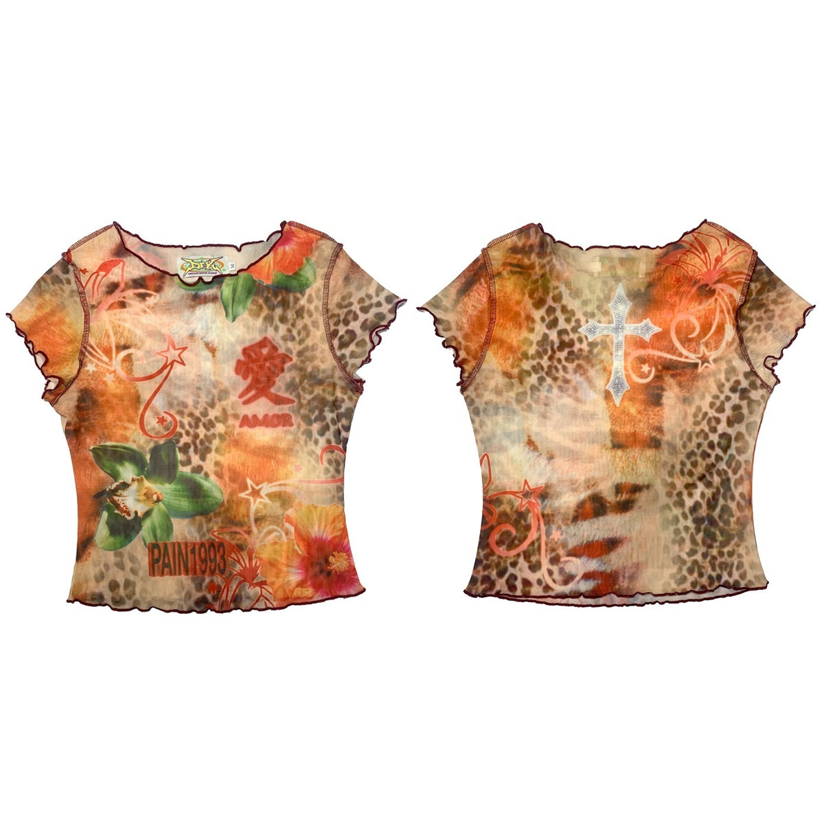 DeadEndKids_Leopard_Print_Ruched_Sleeve_Slim_Fit_Mesh_Mermaid_Women's_Top_&_Skirt_Sets_1058831129641_MISSTT