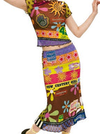 DeadEndKids Printed Ruched Sleeve Mesh Slim Fit Women's Fishtail Top & Skirt Sets