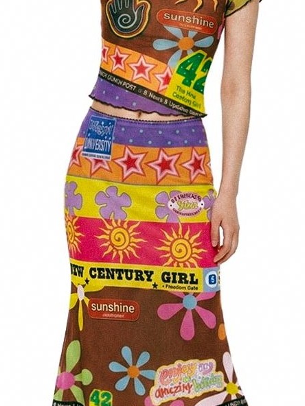 DeadEndKids Printed Ruched Sleeve Mesh Slim Fit Women's Fishtail Top & Skirt Sets