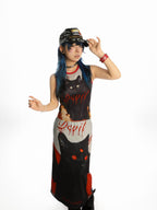 DeadEndKids Reversible Print Y2k A Line Stretch Women's Polyester Maxi Skirts