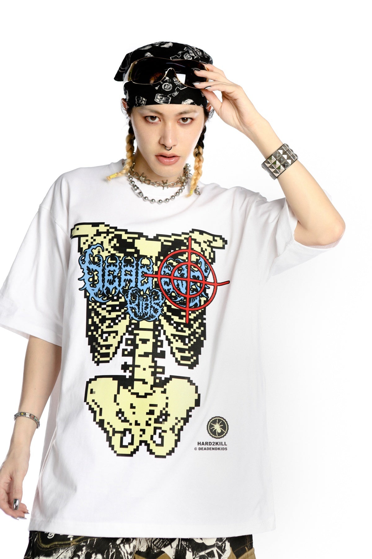 DeadEndKids_Skull_Skeleton_Print_Loose_Fit_Cotton_Women's_Short_Sleeve_T-shirts_806569716111_MISSTT