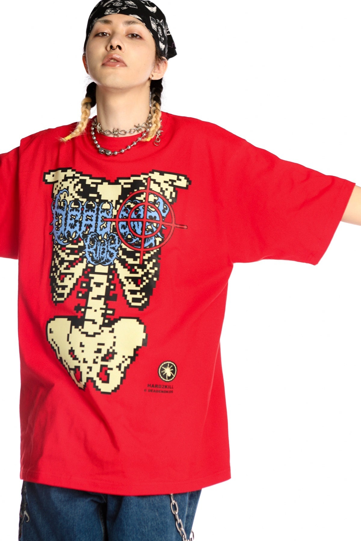 DeadEndKids_Skull_Skeleton_Print_Loose_Fit_Cotton_Women's_Short_Sleeve_T-shirts_806569716111_MISSTT