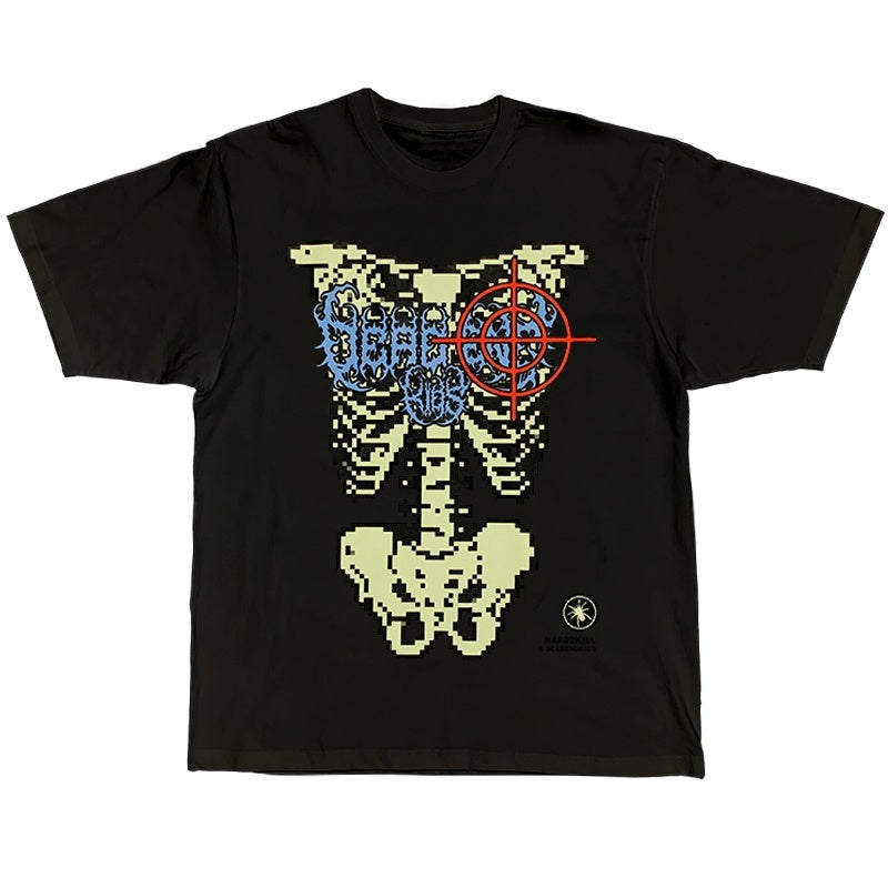 DeadEndKids_Skull_Skeleton_Print_Loose_Fit_Cotton_Women's_Short_Sleeve_T-shirts_806569716111_MISSTT