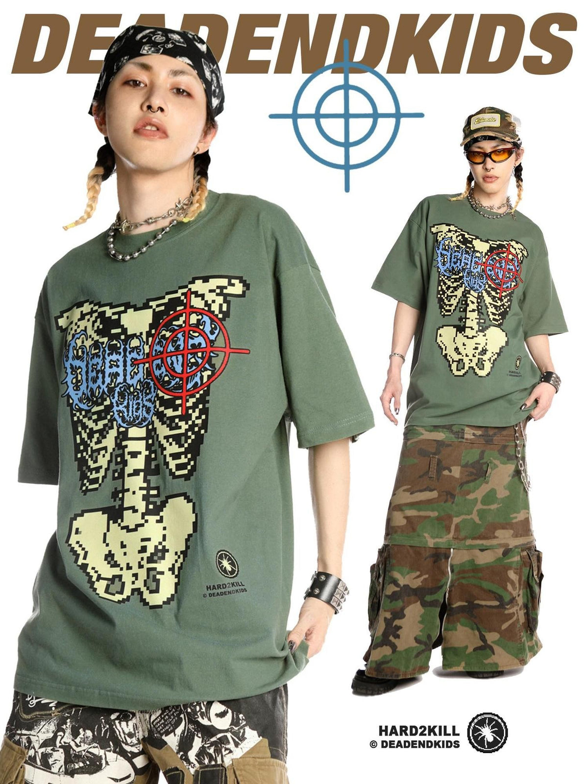 DeadEndKids Skull Skeleton Print Loose Fit Cotton Women's Short Sleeve T-shirts