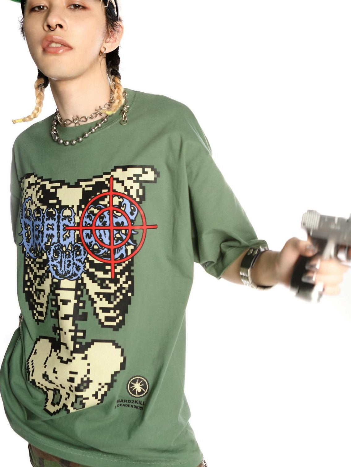 DeadEndKids Skull Skeleton Print Loose Fit Cotton Women's Short Sleeve T-shirts