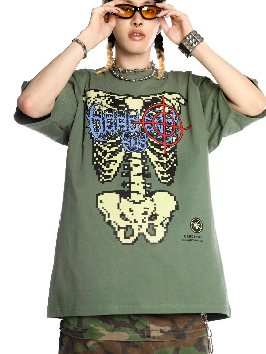 DeadEndKids Skull Skeleton Print Loose Fit Cotton Women's Short Sleeve T-shirts