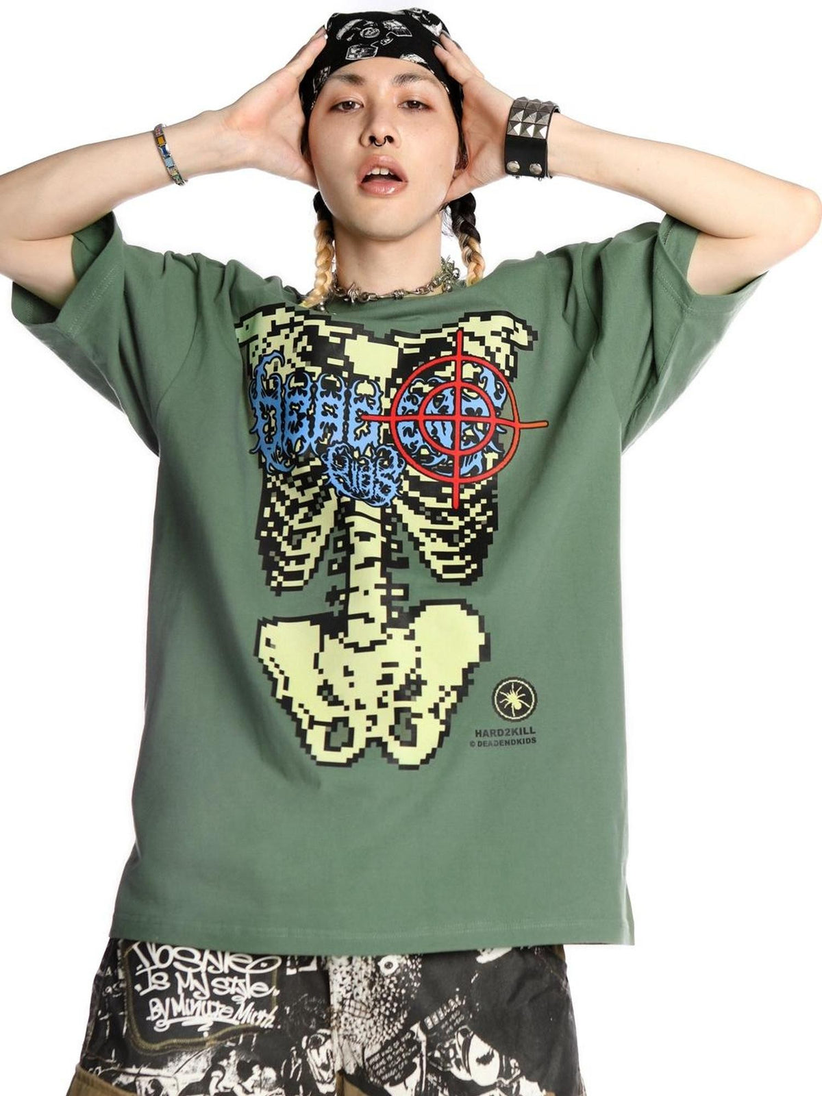DeadEndKids Skull Skeleton Print Loose Fit Cotton Women's Short Sleeve T-shirts
