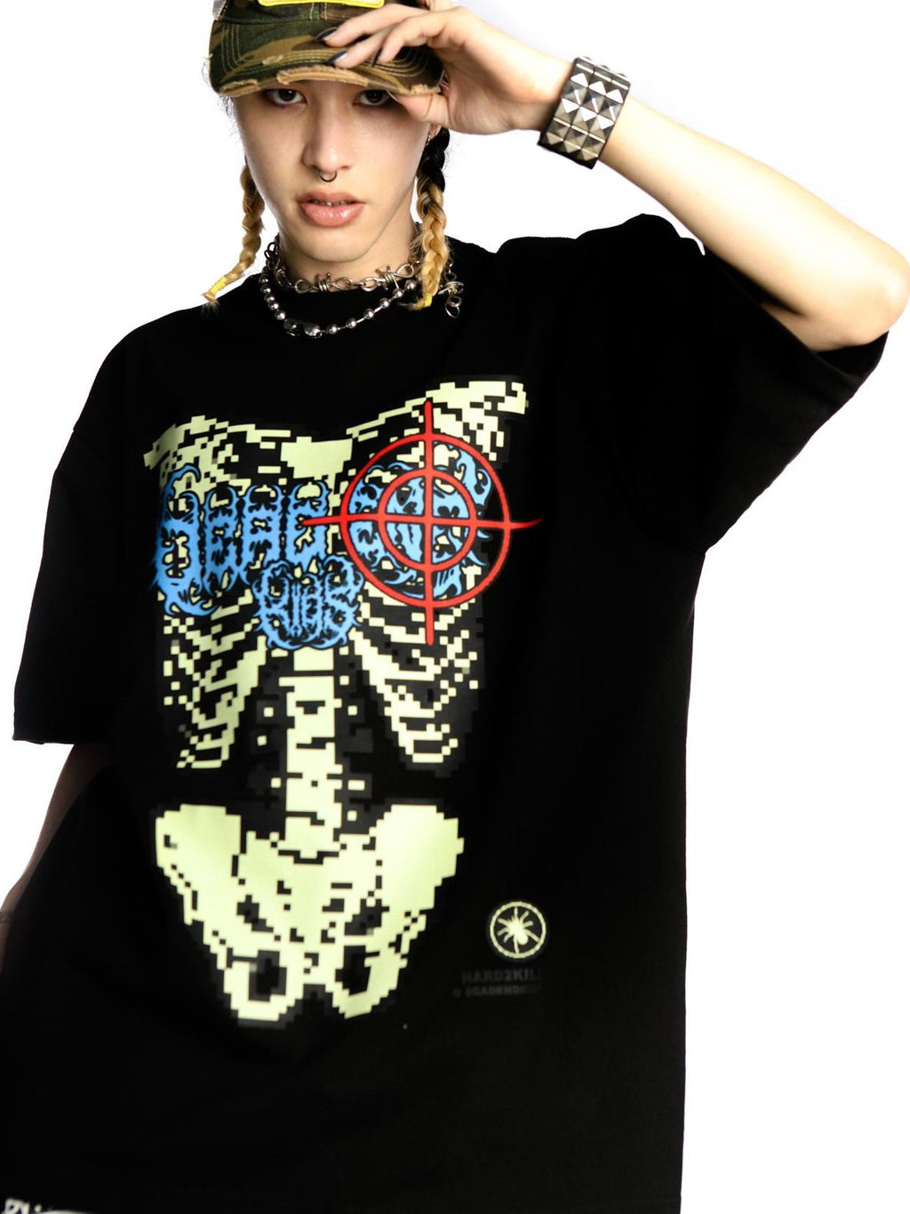 DeadEndKids Skull Skeleton Print Loose Fit Cotton Women's Short Sleeve T-shirts