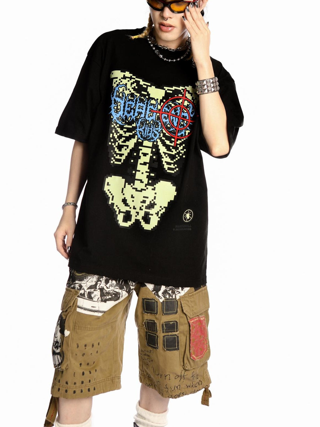 DeadEndKids Skull Skeleton Print Loose Fit Cotton Women's Short Sleeve T-shirts