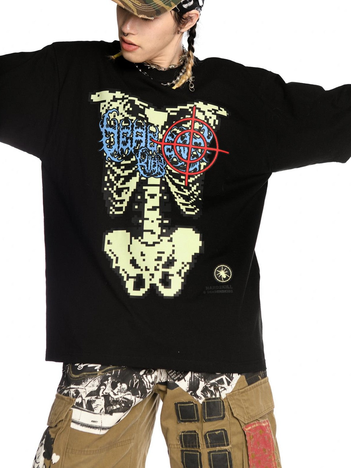 DeadEndKids Skull Skeleton Print Loose Fit Cotton Women's Short Sleeve T-shirts