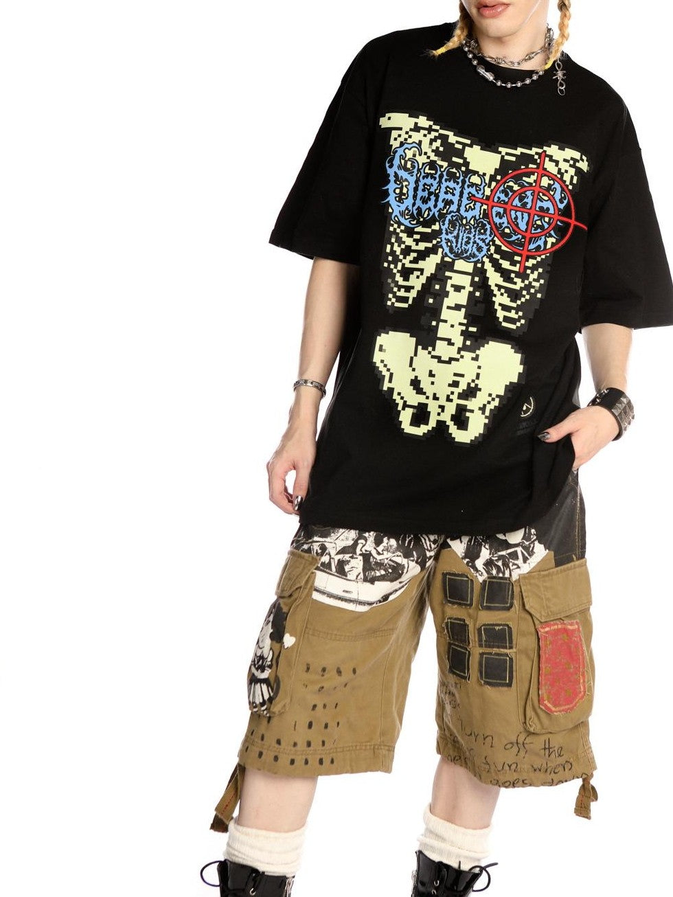 DeadEndKids Skull Skeleton Print Loose Fit Cotton Women's Short Sleeve T-shirts