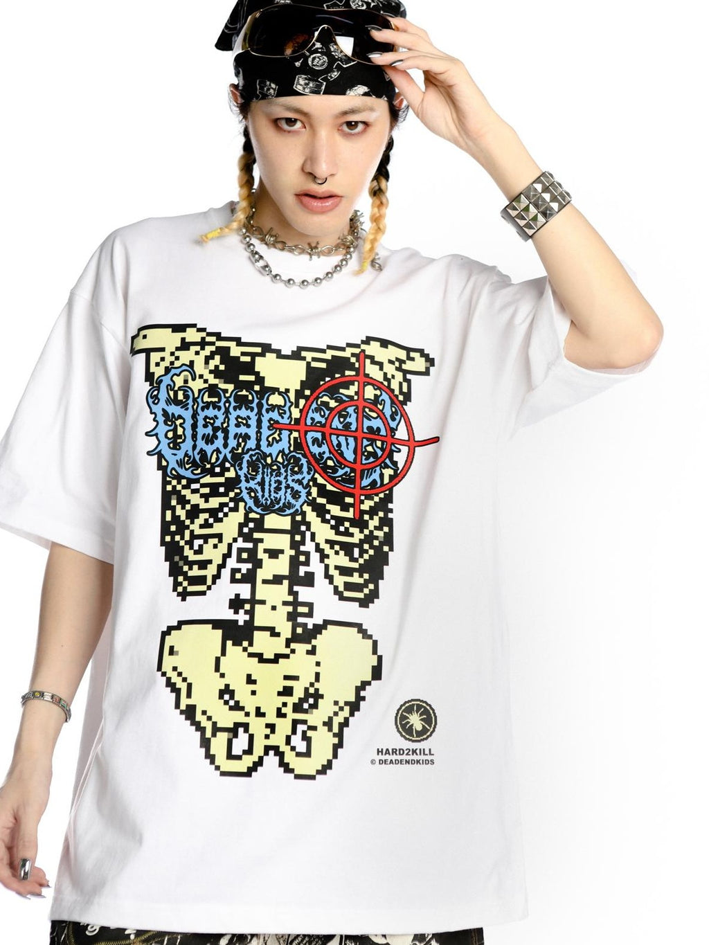 DeadEndKids Skull Skeleton Print Loose Fit Cotton Women's Short Sleeve T-shirts