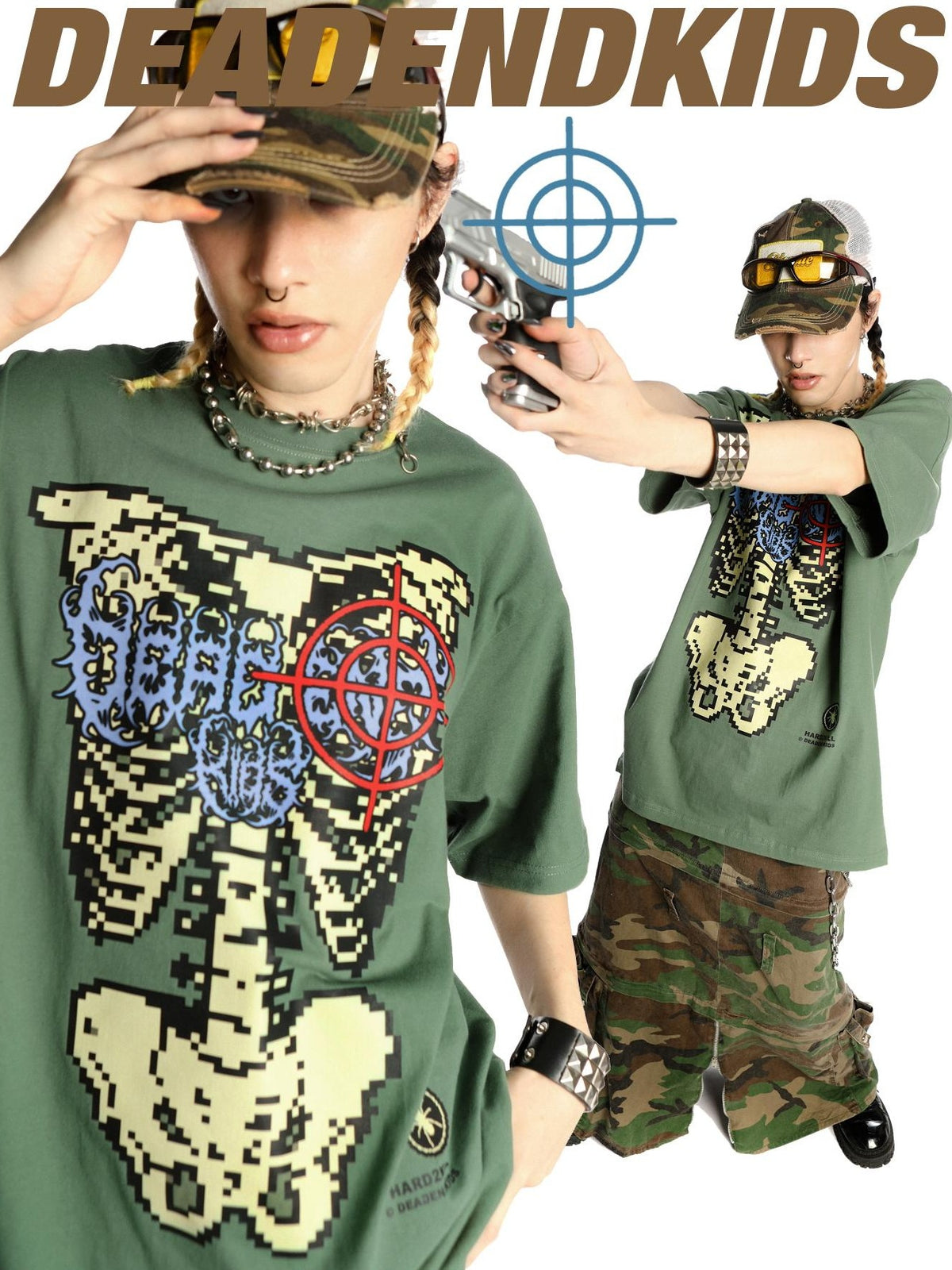 DeadEndKids Skull Skeleton Print Loose Fit Cotton Women's Short Sleeve T-shirts