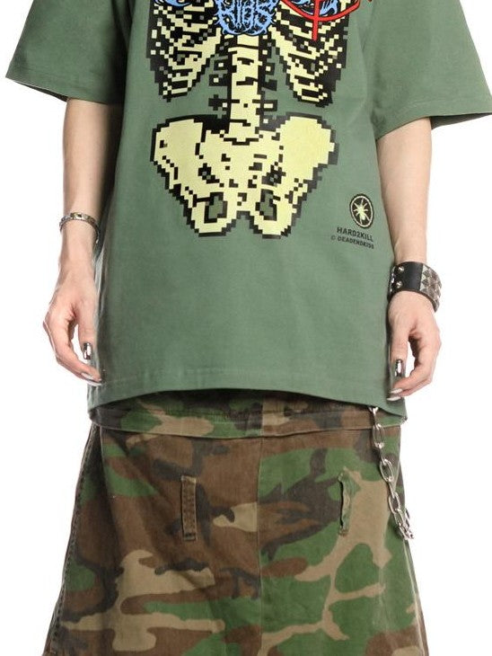 DeadEndKids Skull Skeleton Print Loose Fit Cotton Women's Short Sleeve T-shirts