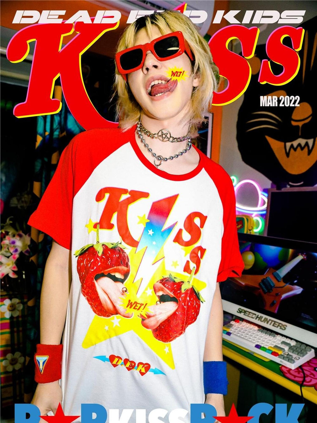 DeadEndKids Strawberry Print Raglan Sleeve Women's Cotton Short Sleeve T-shirts