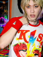 DeadEndKids Strawberry Print Raglan Sleeve Women's Cotton Short Sleeve T-shirts