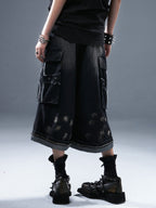 Frustration Garden Cross Distressed Washed Women's Denim Wide-leg Jeans