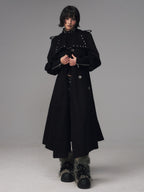 Frustration Garden Dark A Line Cinched Waist Lapel Wool Blend Women's Long Coats