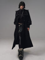 Frustration Garden Dark A Line Cinched Waist Lapel Wool Blend Women's Long Coats