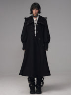 Frustration Garden Dark A Line Cinched Waist Lapel Wool Blend Women's Long Coats